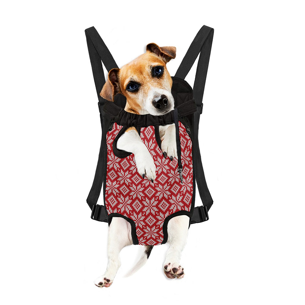 Xmas Nordic Knitted Pattern Print Pet Carrier Backpack