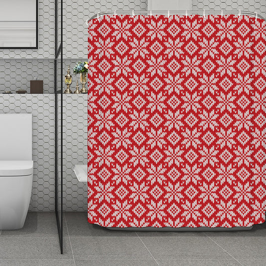 Xmas Nordic Knitted Pattern Print Polyester Shower Curtain