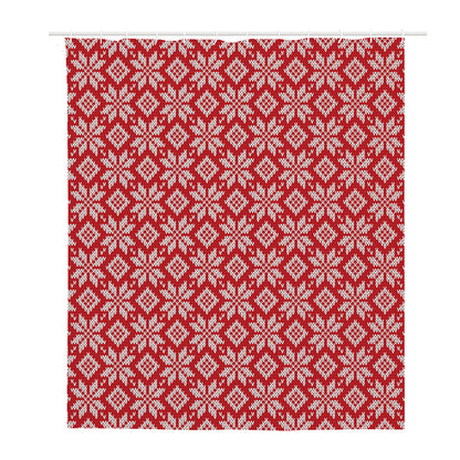 Xmas Nordic Knitted Pattern Print Polyester Shower Curtain