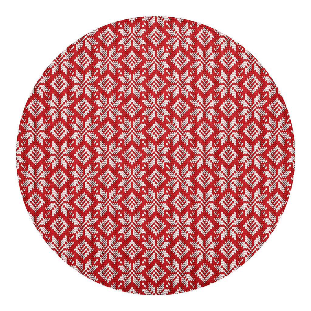 Xmas Nordic Knitted Pattern Print Round Blanket