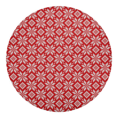 Xmas Nordic Knitted Pattern Print Round Blanket