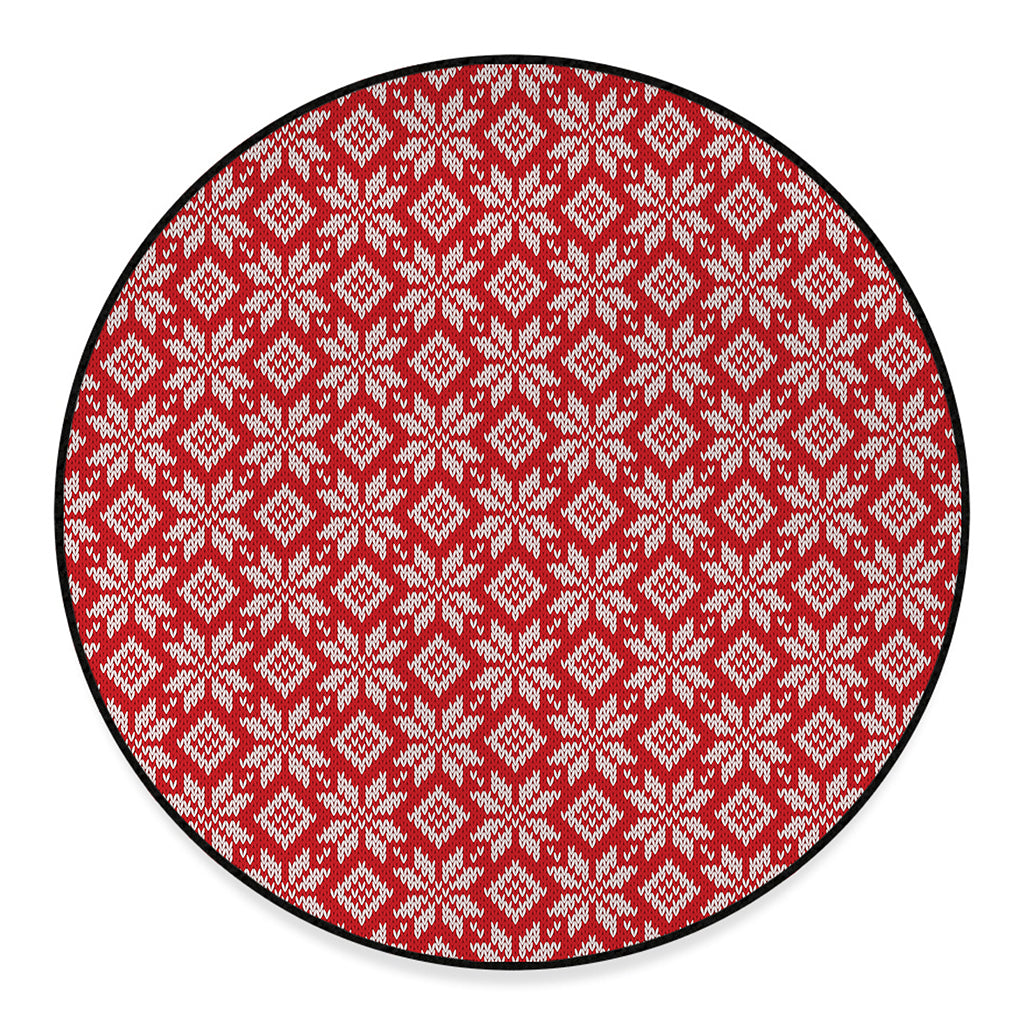 Xmas Nordic Knitted Pattern Print Round Floor Mat