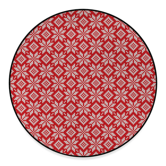 Xmas Nordic Knitted Pattern Print Round Floor Mat