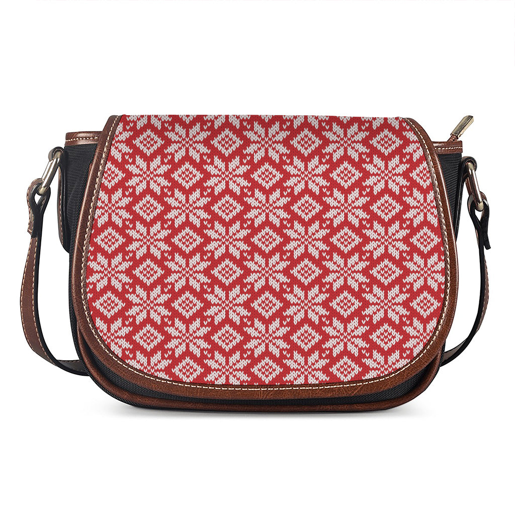 Xmas Nordic Knitted Pattern Print Saddle Bag