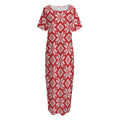Xmas Nordic Knitted Pattern Print Short Sleeve Long Nightdress
