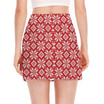 Xmas Nordic Knitted Pattern Print Side Slit Mini Skirt