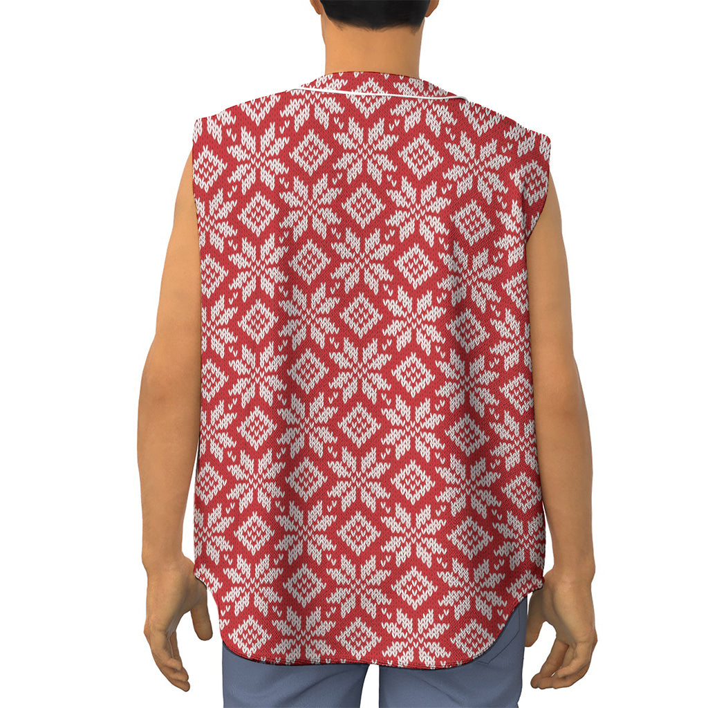 Xmas Nordic Knitted Pattern Print Sleeveless Baseball Jersey