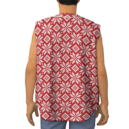 Xmas Nordic Knitted Pattern Print Sleeveless Baseball Jersey
