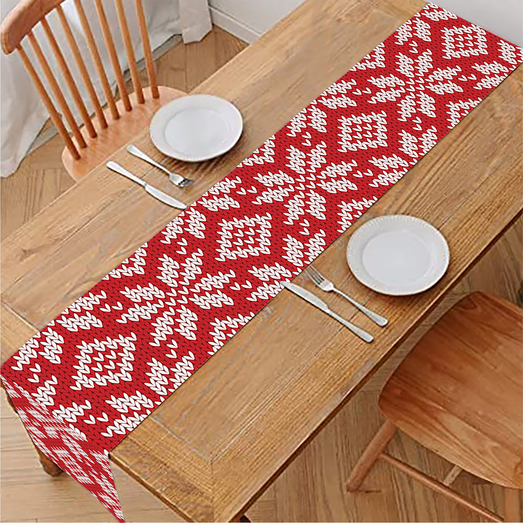Xmas Nordic Knitted Pattern Print Table Runner