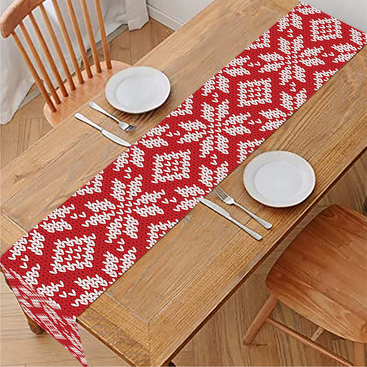 Xmas Nordic Knitted Pattern Print Table Runner