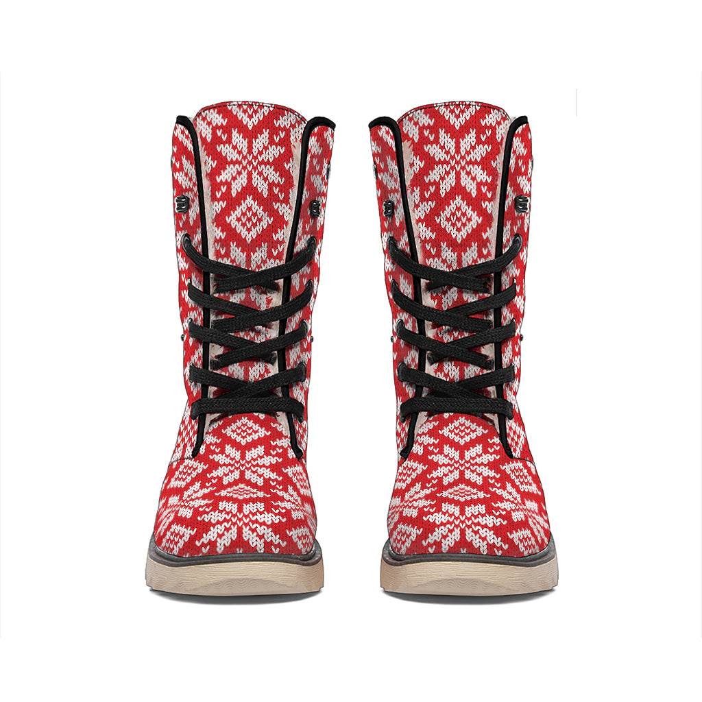 Xmas Nordic Knitted Pattern Print Winter Boots