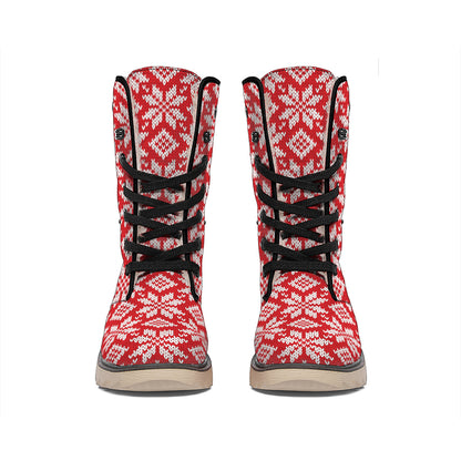 Xmas Nordic Knitted Pattern Print Winter Boots