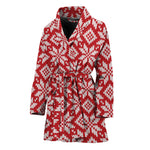 Xmas Nordic Knitted Pattern Print Women's Bathrobe