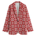 Xmas Nordic Knitted Pattern Print Women's Cotton Blazer