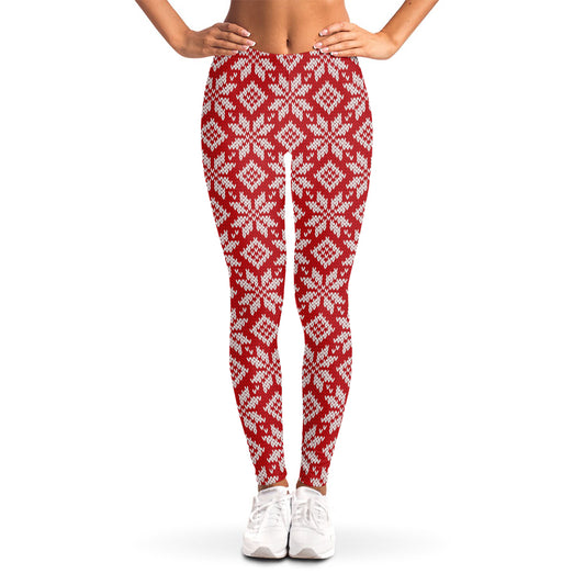 Xmas Nordic Knitted Pattern Print Women's Leggings