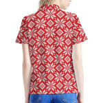 Xmas Nordic Knitted Pattern Print Women's Polo Shirt