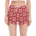 Xmas Nordic Knitted Pattern Print Women's Split Running Shorts
