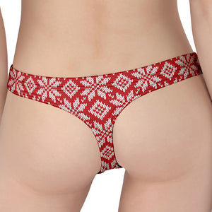 Xmas Nordic Knitted Pattern Print Women's Thong