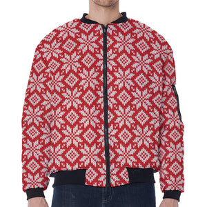 Xmas Nordic Knitted Pattern Print Zip Sleeve Bomber Jacket