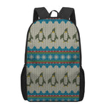 Xmas Penguin Pattern Print 17 Inch Backpack