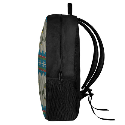 Xmas Penguin Pattern Print 17 Inch Backpack