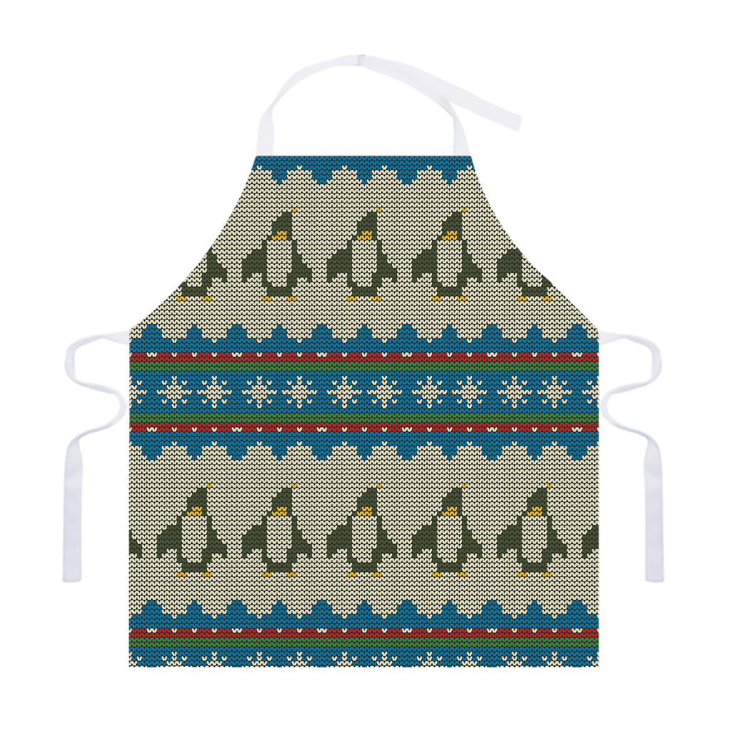 Xmas Penguin Pattern Print Adjustable Apron
