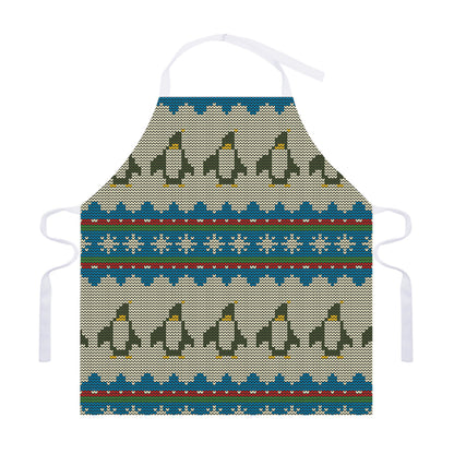 Xmas Penguin Pattern Print Adjustable Apron
