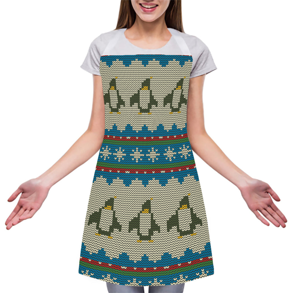 Xmas Penguin Pattern Print Adjustable Apron