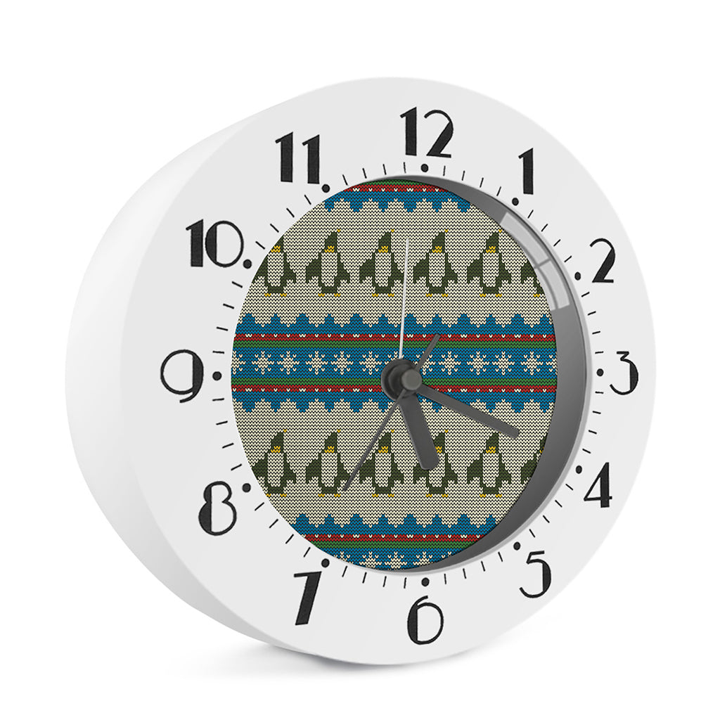 Xmas Penguin Pattern Print Alarm Clock