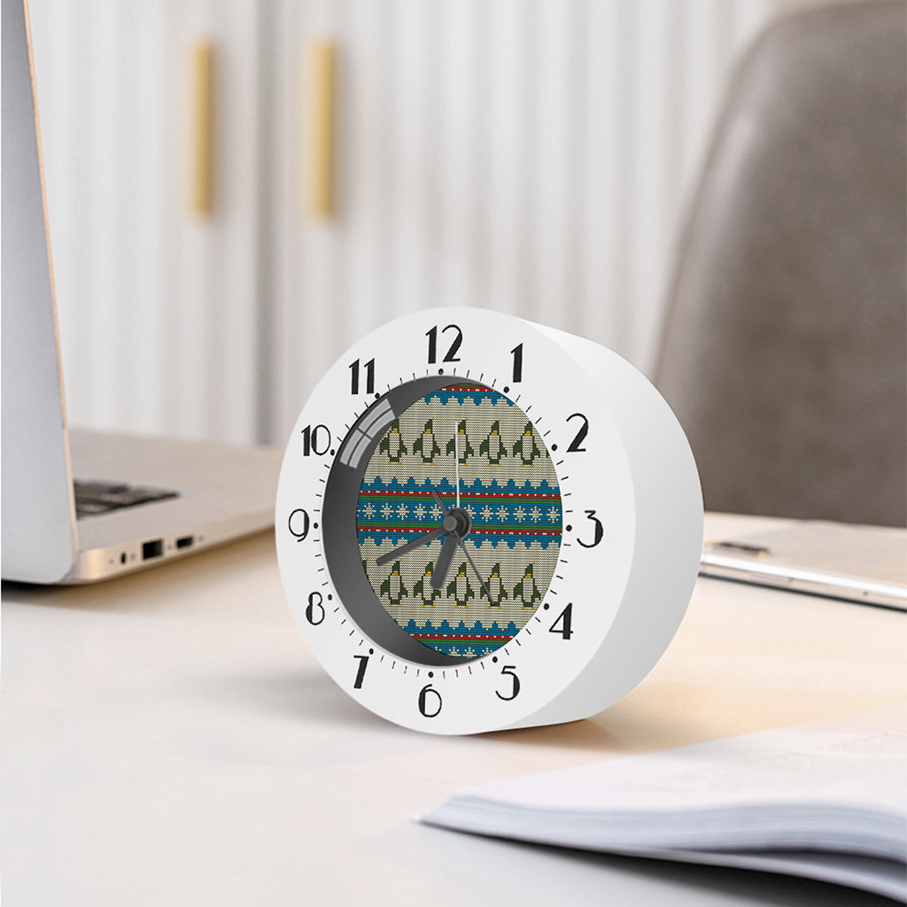Xmas Penguin Pattern Print Alarm Clock