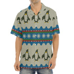 Xmas Penguin Pattern Print Aloha Shirt