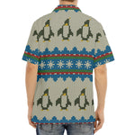 Xmas Penguin Pattern Print Aloha Shirt