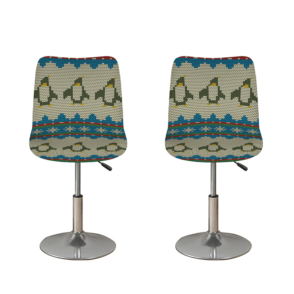 Xmas Penguin Pattern Print Bar Stool Covers