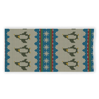 Xmas Penguin Pattern Print Beach Towel