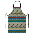 Xmas Penguin Pattern Print Bib Apron With Pocket