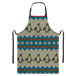 Xmas Penguin Pattern Print Bib Apron With Pocket