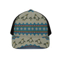 Xmas Penguin Pattern Print Black Mesh Trucker Hat