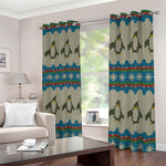 Xmas Penguin Pattern Print Blackout Grommet Curtains