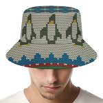 Xmas Penguin Pattern Print Bucket Hat