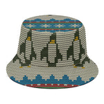 Xmas Penguin Pattern Print Bucket Hat