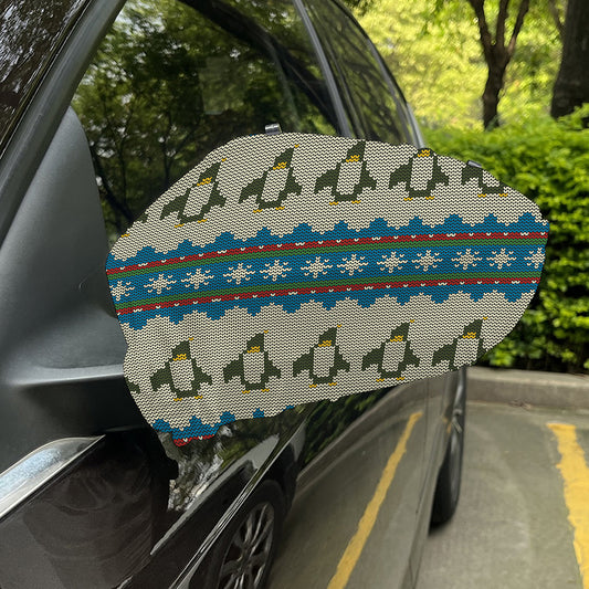 Xmas Penguin Pattern Print Car Side Mirror Covers