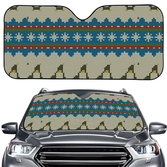 Xmas Penguin Pattern Print Car Windshield Sun Shade