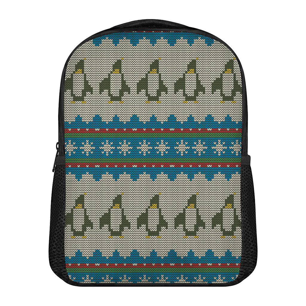 Xmas Penguin Pattern Print Casual Backpack