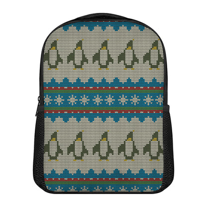 Xmas Penguin Pattern Print Casual Backpack