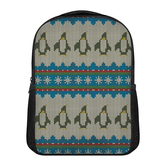 Xmas Penguin Pattern Print Casual Backpack