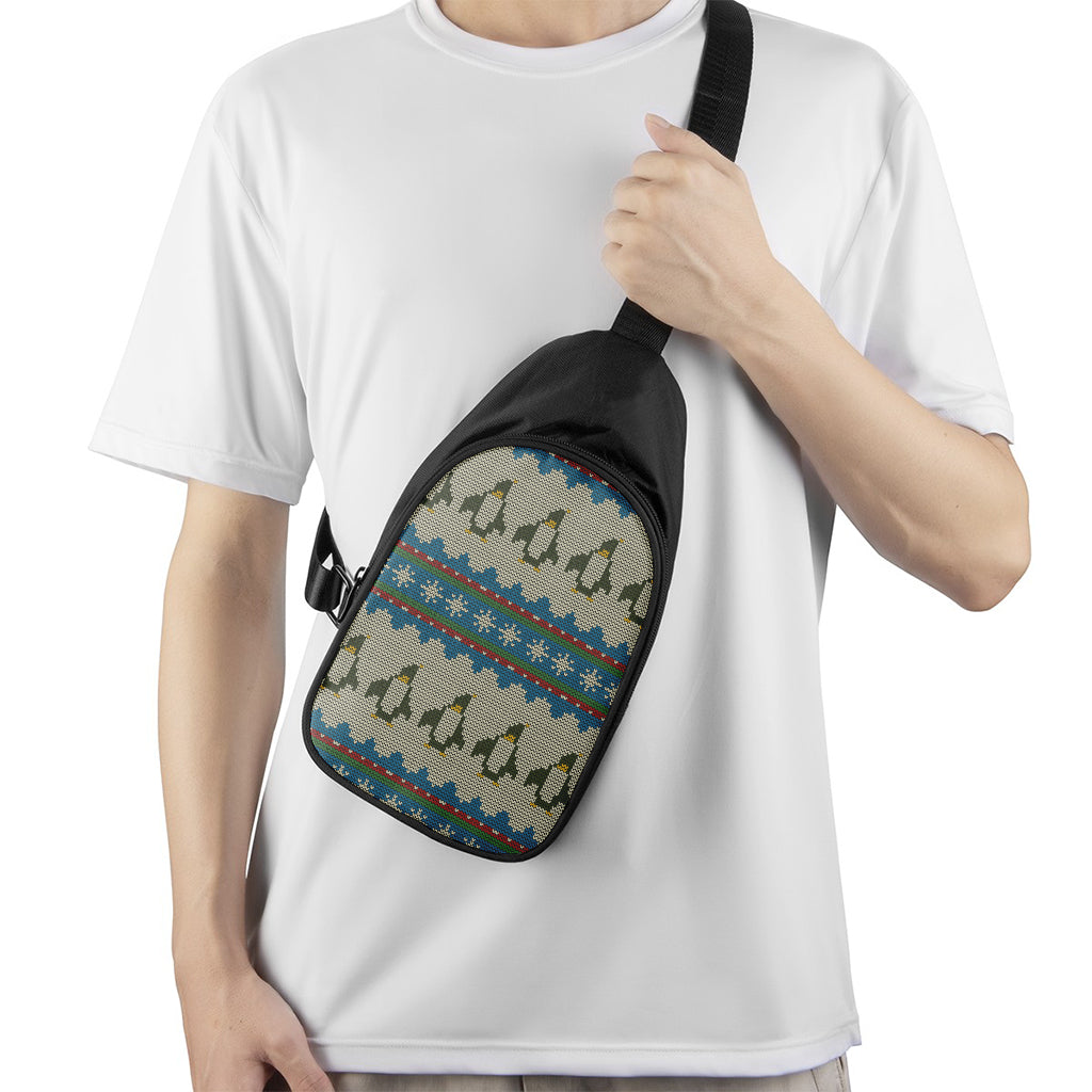 Xmas Penguin Pattern Print Chest Bag
