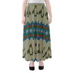 Xmas Penguin Pattern Print Chiffon Maxi Skirt
