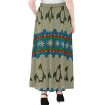 Xmas Penguin Pattern Print Chiffon Maxi Skirt