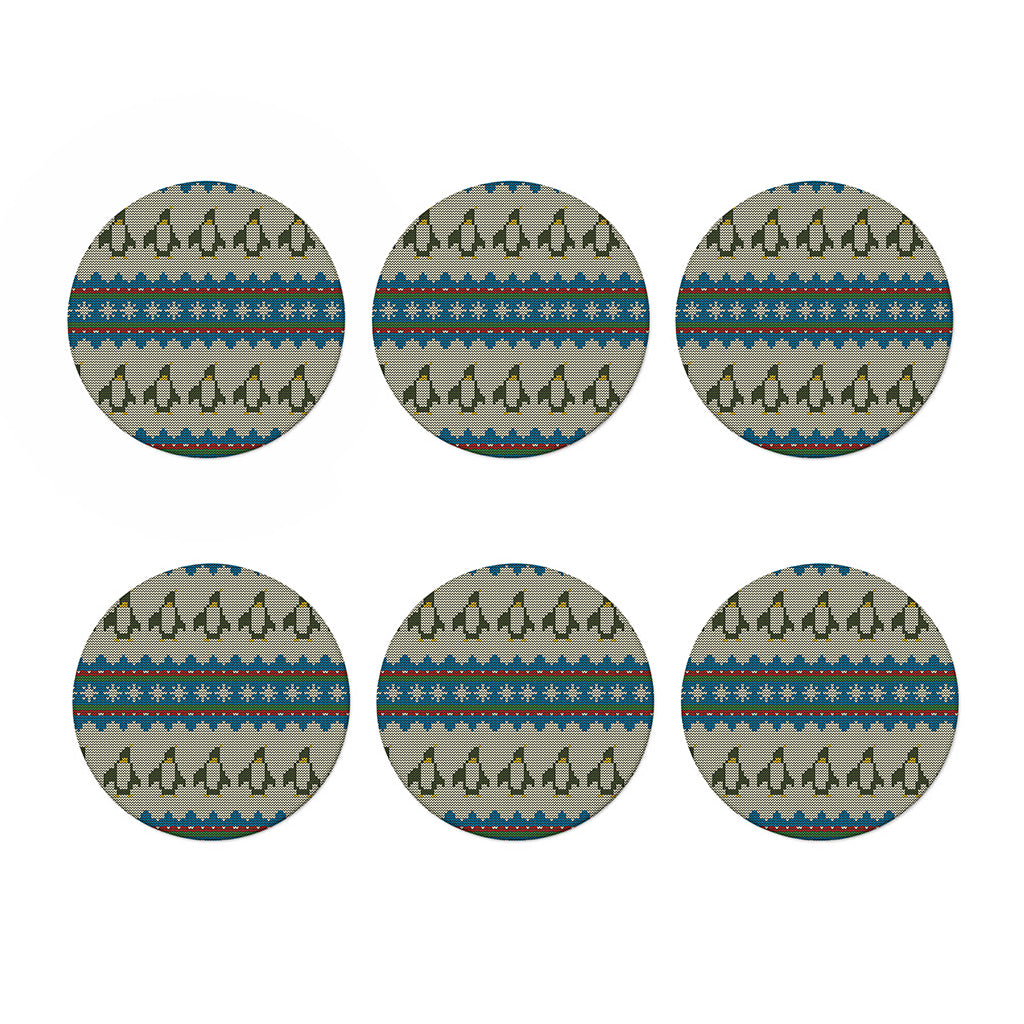 Xmas Penguin Pattern Print Coaster Set