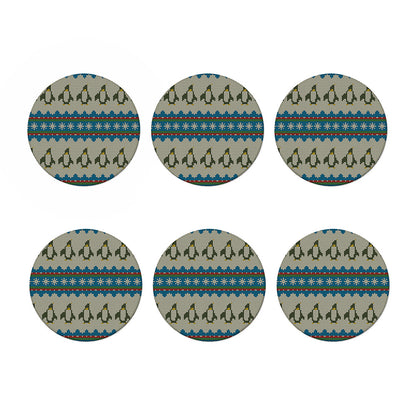 Xmas Penguin Pattern Print Coaster Set